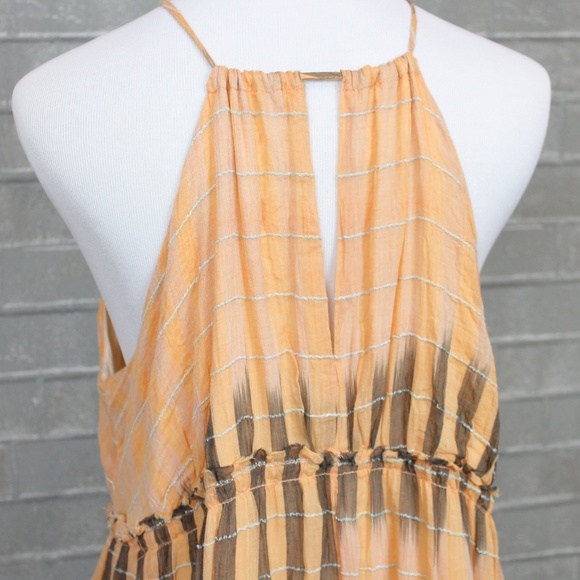 Anthropologie Akemi + Kin Ikat Peach Halter Midi Dress M - Picture 6 of 8